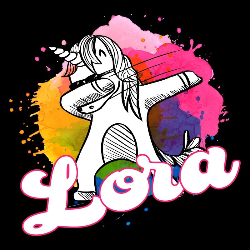 LORA - Schöner Name mit dabbing Einhorn