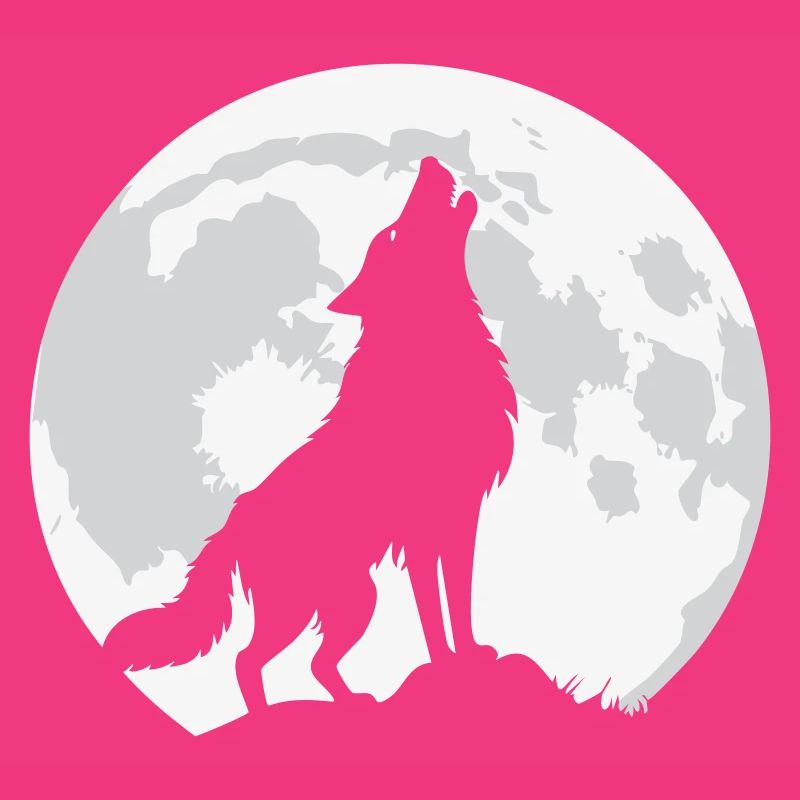 Howling wolf with a giant moon - vector