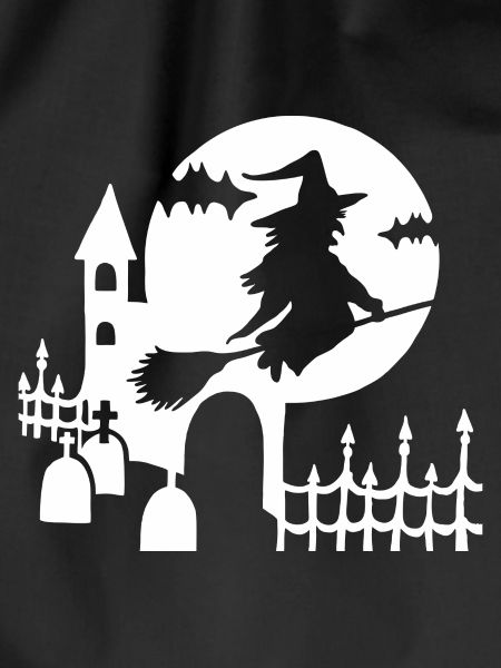Halloween - witch cemetery - white