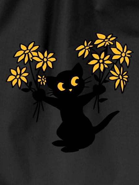 The cat with flowers