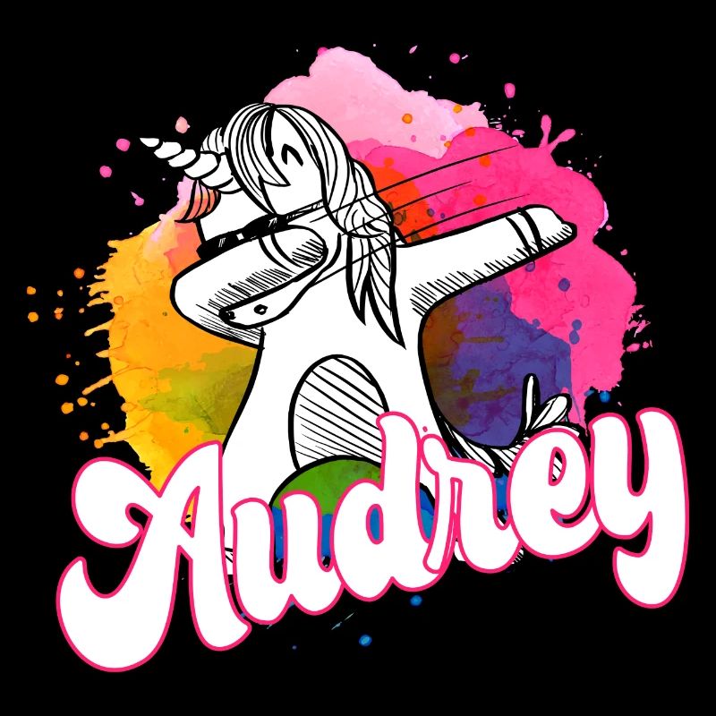AUDREY - Schöner Name mit dabbing Einhorn