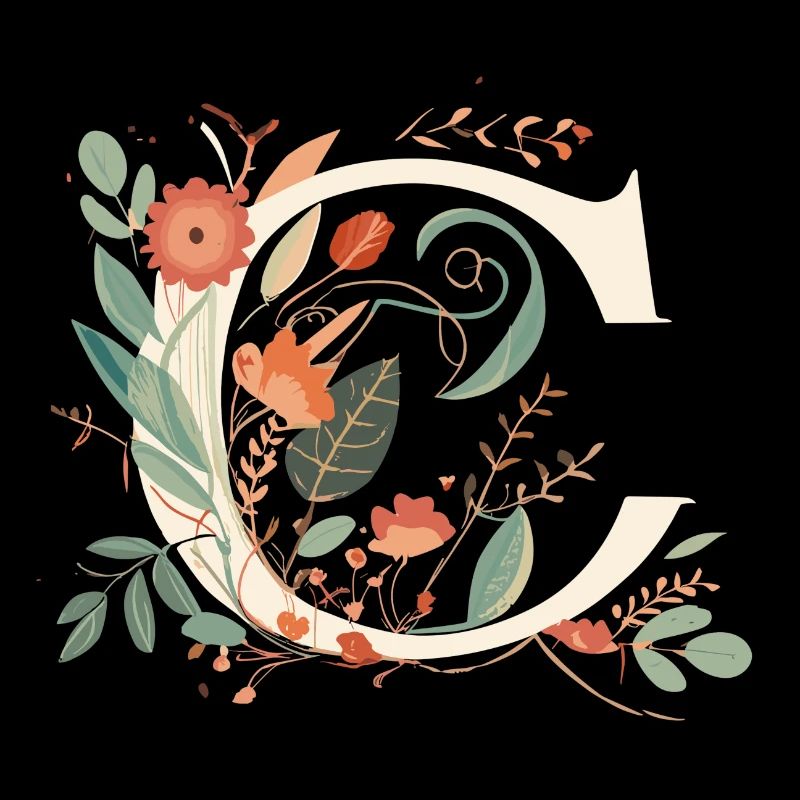 C typography floral