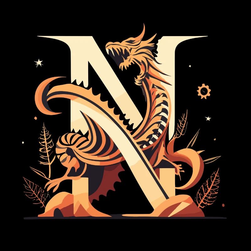 Buchstabe N mit Drache
