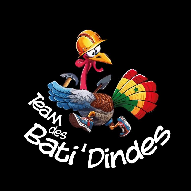 dinde cartoon , casque de chantier, baskets