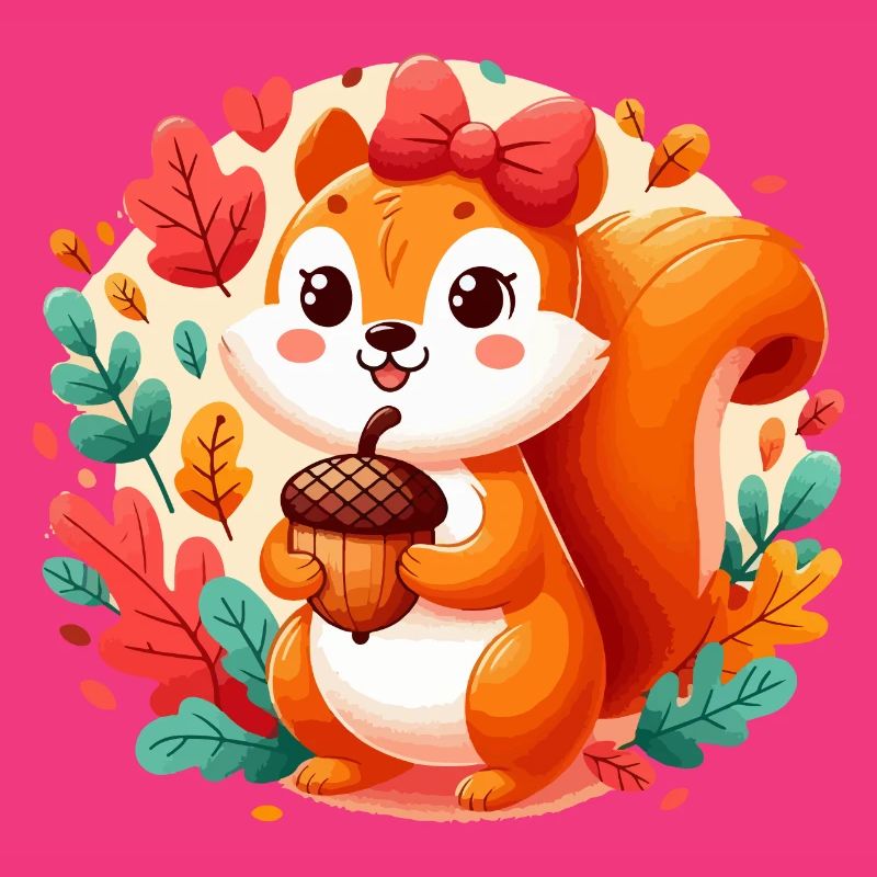 Süßes Eichhörnchen mit Eichel