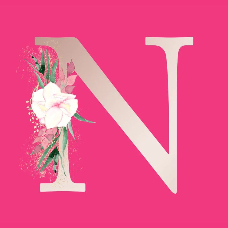 Customizable Monogram N Floral