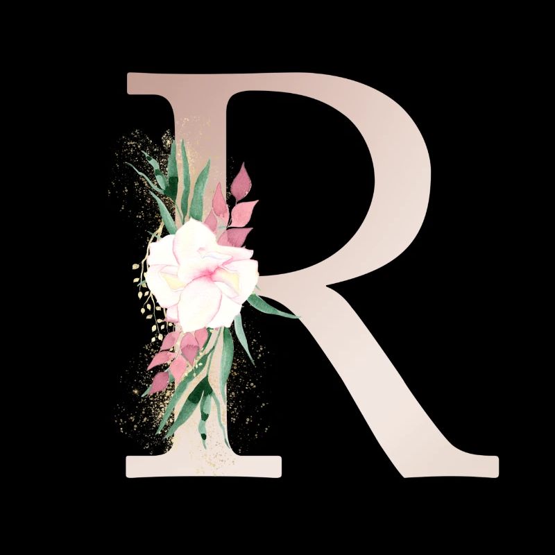 Personalisierbar Monogramm R Floral