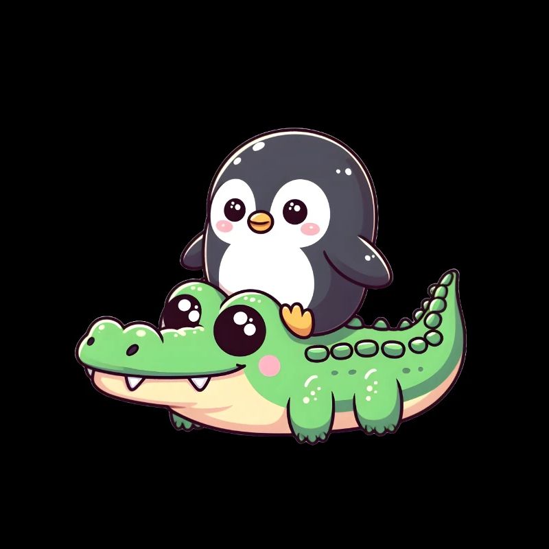 Penguin on crocodile safari