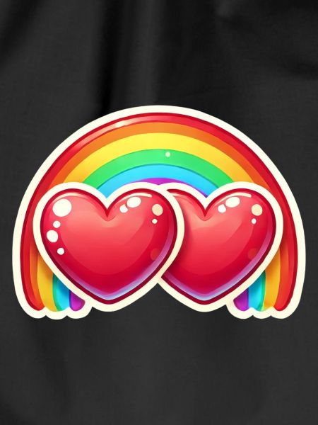 Hearts with rainbow