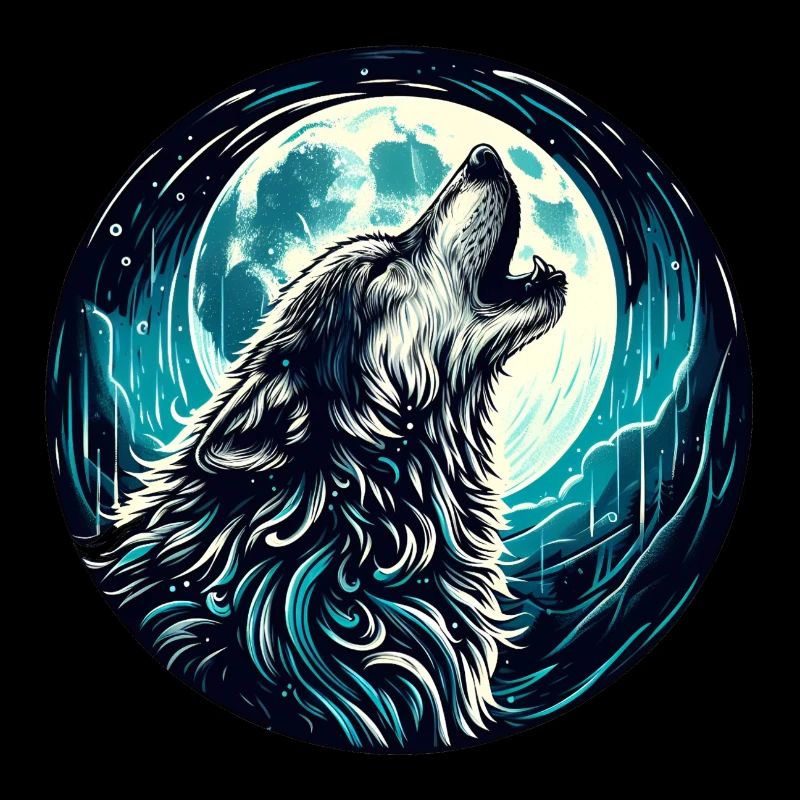 Wolf heult den Mond an