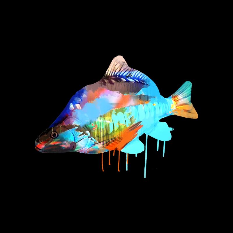 carpe, coloré, graffiti, peinture, poisson