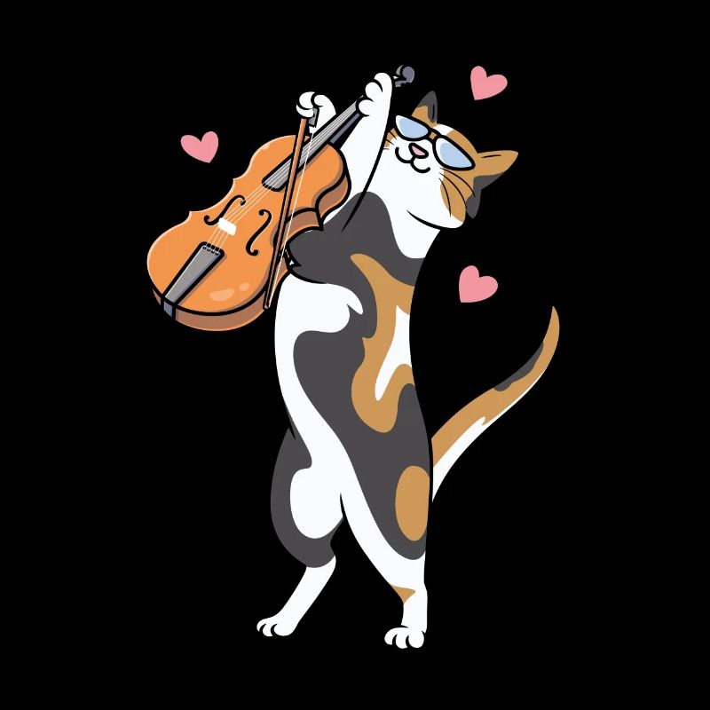 Cat plays violin string instrument musician