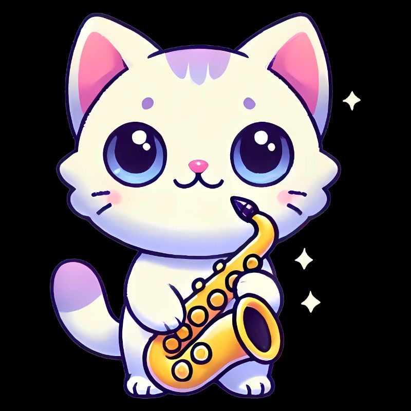 Adorable chat avec graphique de saxophone
