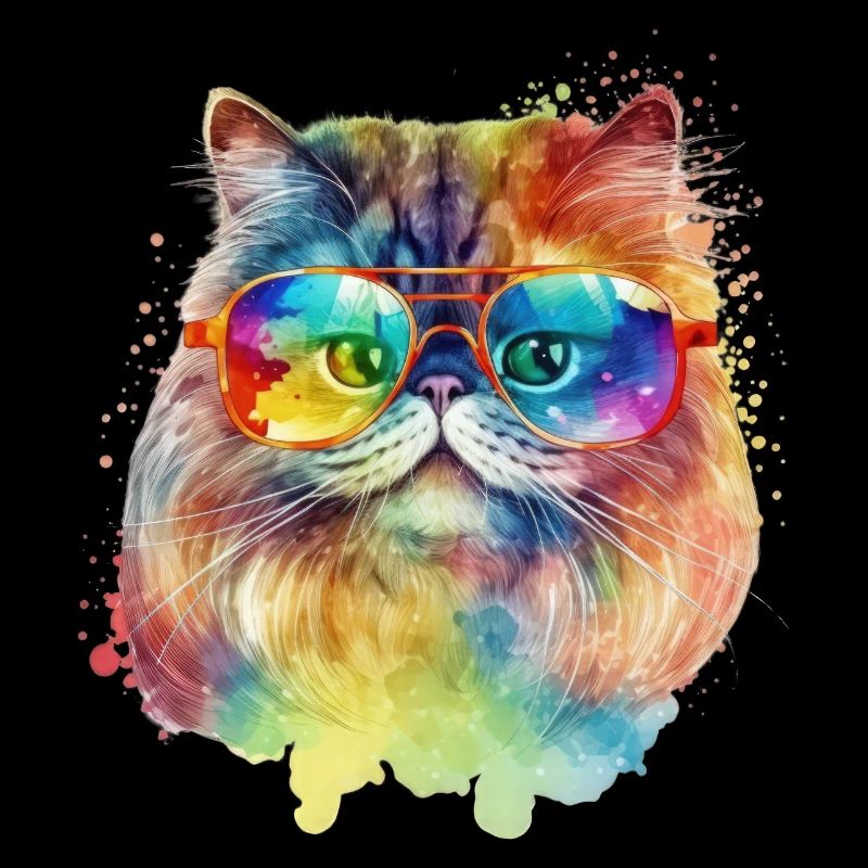 Chat persan coloré cool avec des lunettes de soleil chat