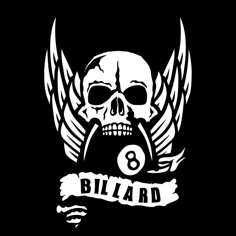 billiards head dead skull wing banner logo