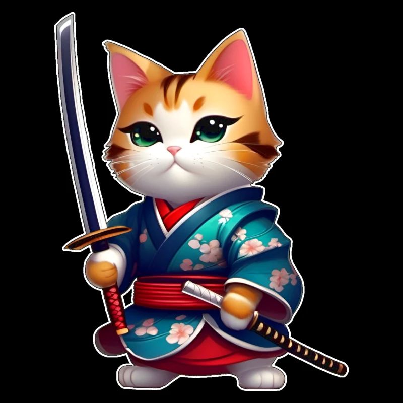 Mignon chat samouraï