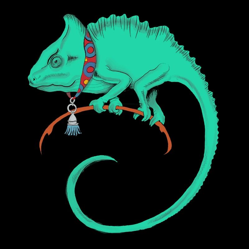 Un beau caméléon vert dessiné