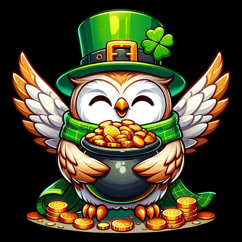 St. Patricks Day Eule mit Gold