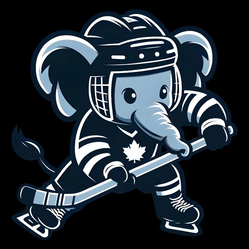 Elefant spielt Hockey Eishockey Kanada