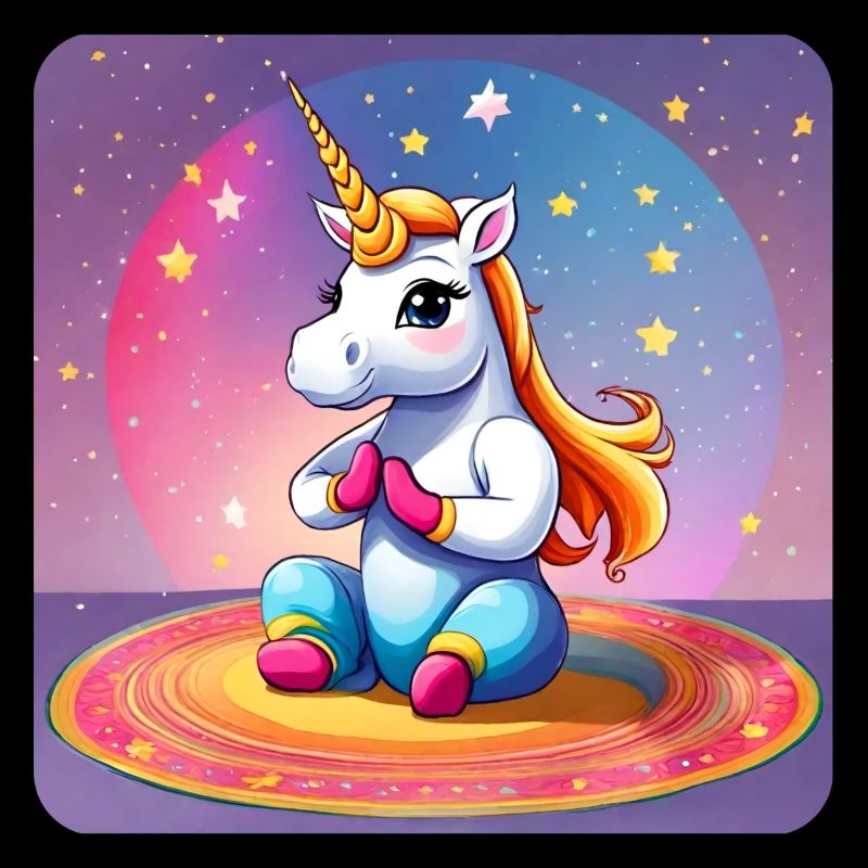 Cute unicorn doing yoga