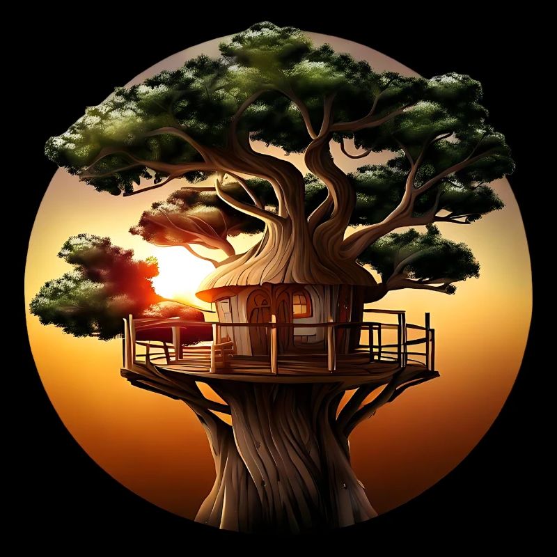 Treehouse at sunset