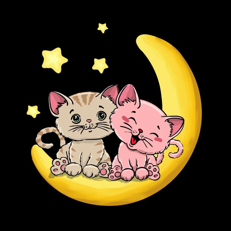 Amour de chat sur la lune