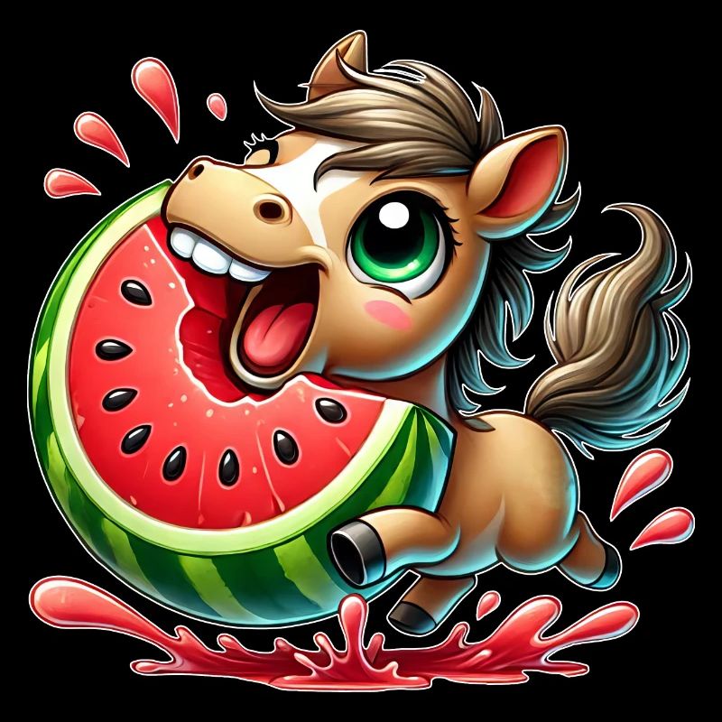 Cheval avec pastèque fruité look estival