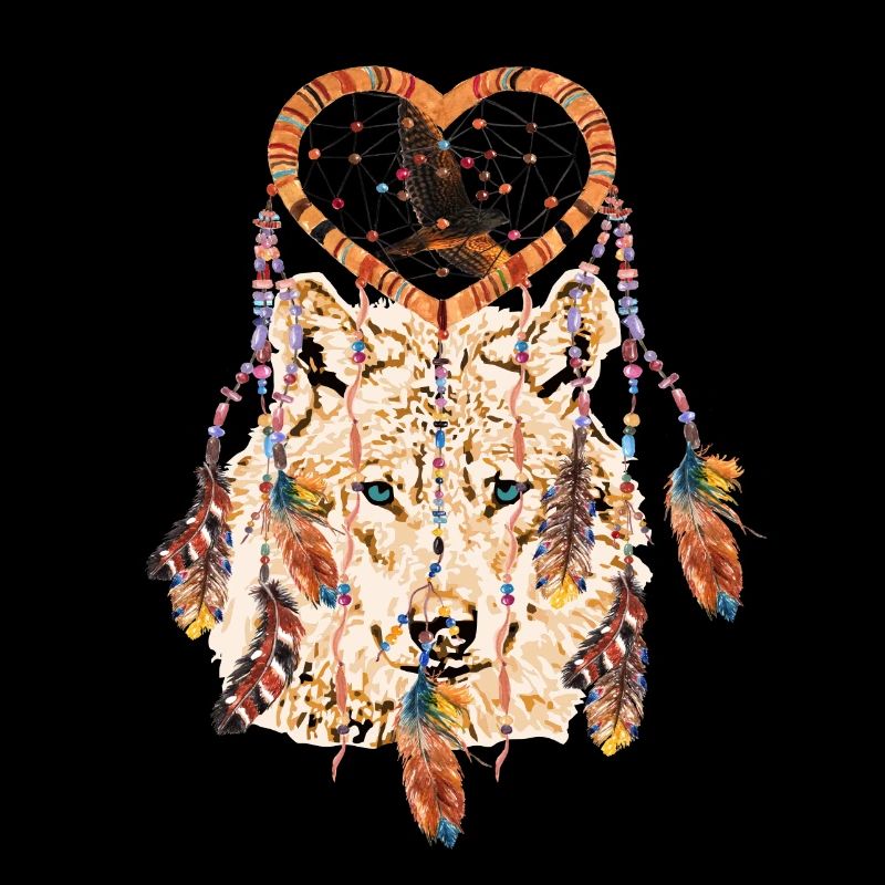 Wolf Dream Catcher Falcon - blue eyes