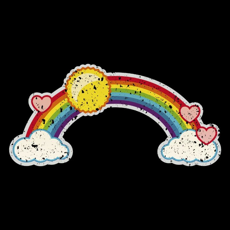 Rainbow Sun Heart Clouds Happiness Grunge Graffiti