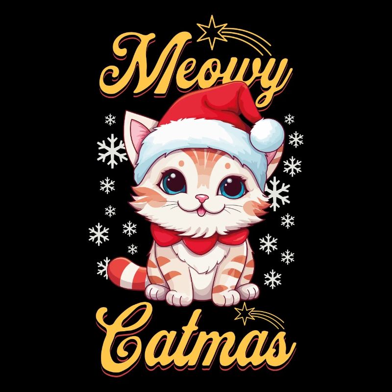 Chat Noël Joyeux Miaou Catmas Laide Mignon