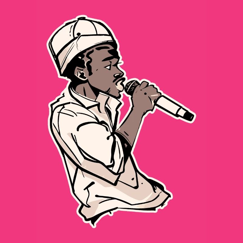 Rapper hält ein Mikrofon mit Schlaganfall (Schwarz)