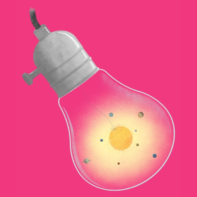 Light bulb solar system on thread