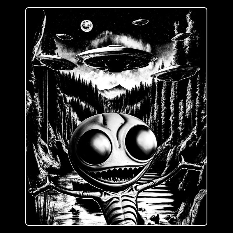 Invasion Meme Retro Alien UFO Selfie