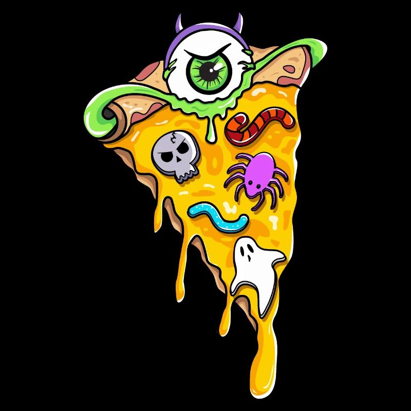 Creepy Horror Pizza Tranches Skull Spider