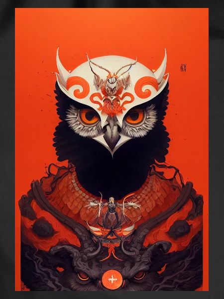 Owl Japanese Red Samurai