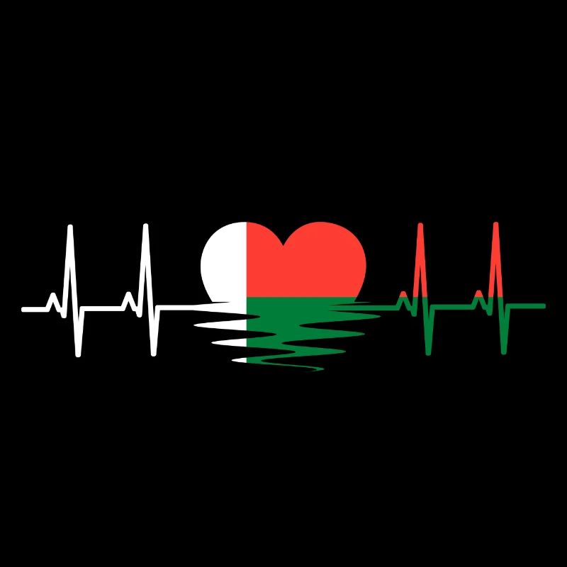 Drapeau de Madagascar pouls pulsation cardiaque courbe sinus ECG