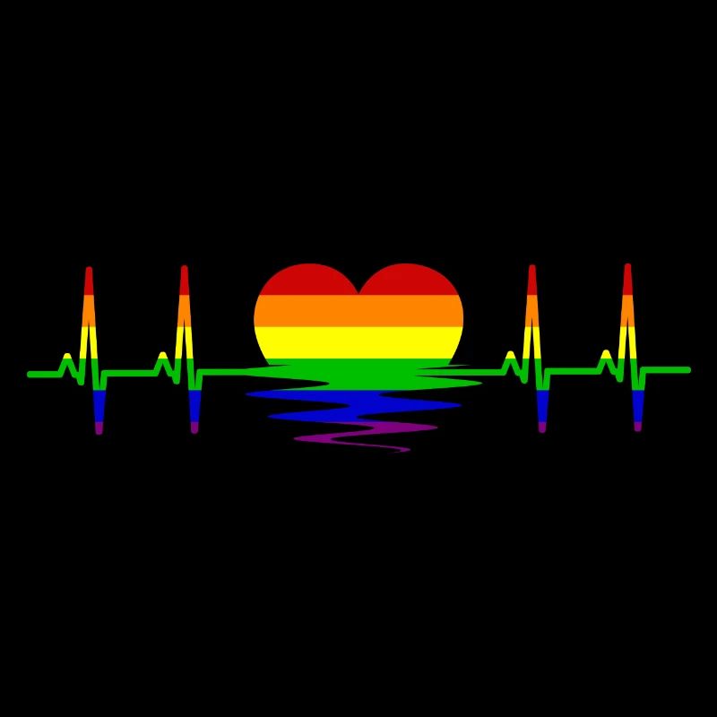 LGBT Herzschlag Regenbogenfahne CSD Herz Puls EKG