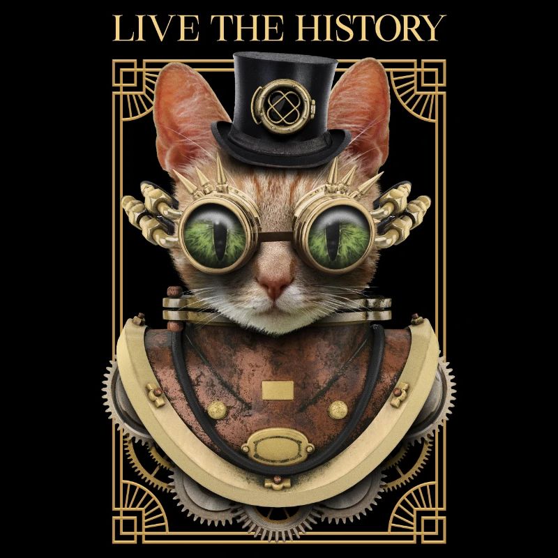 Chat dans le design steampunk