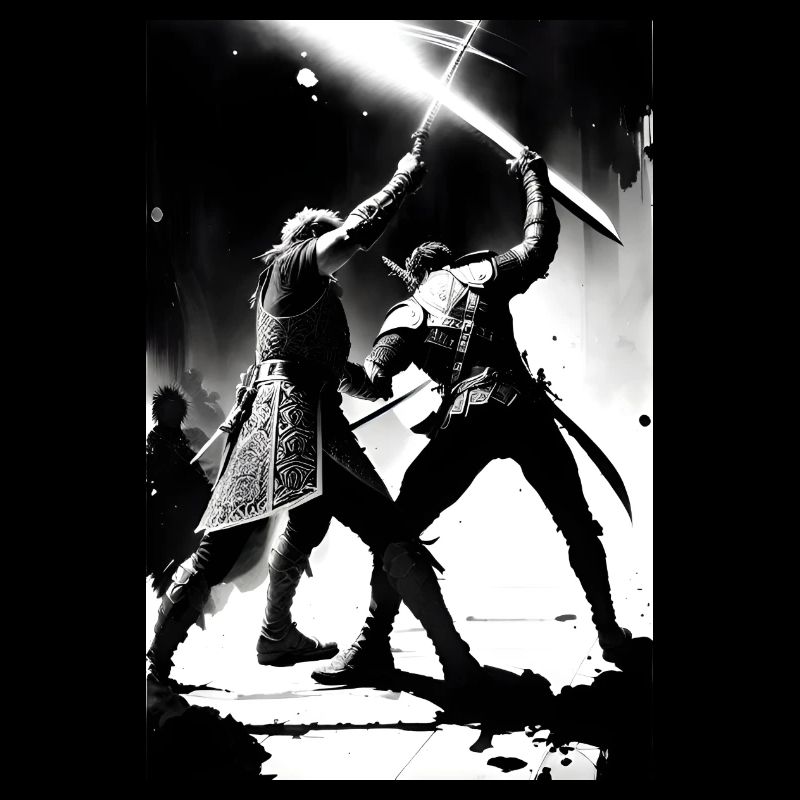 Two Samurai Fighting Art