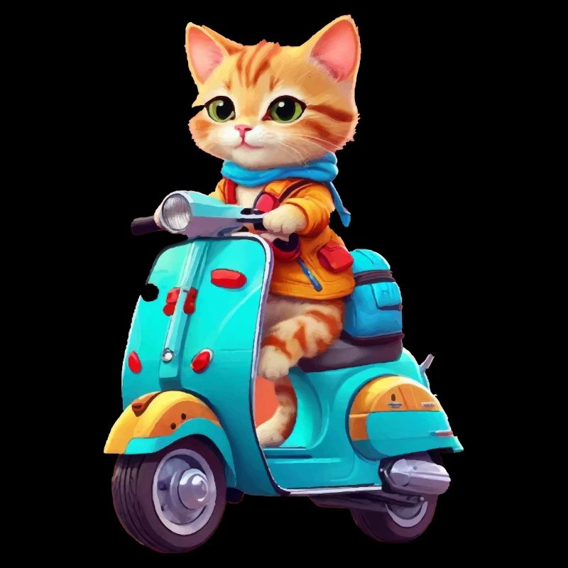 Cat Rides Scooter