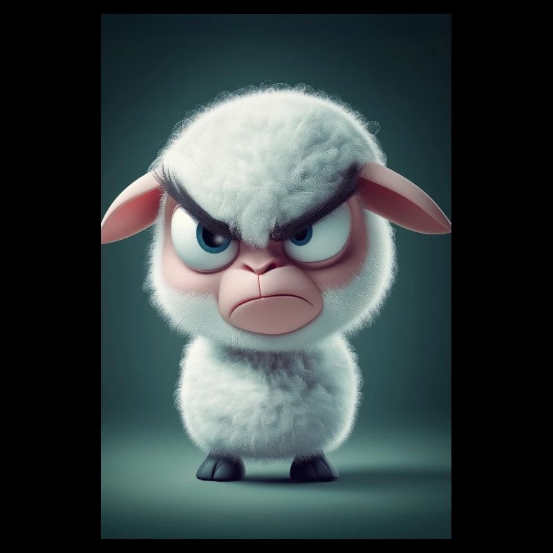 Grumpy Cartoon Sheep Mood
