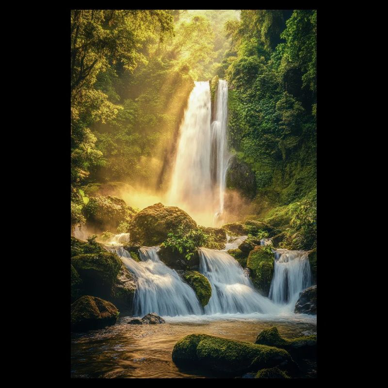 Lever du soleil sur une cascade cachée