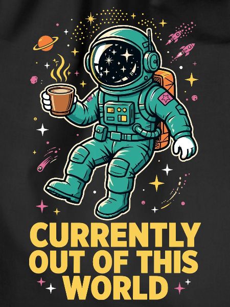 Astronaut with coffee in space