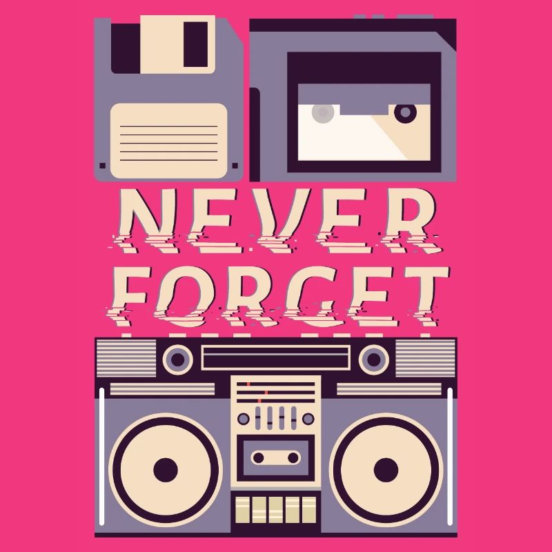 Never Forget VHS Cassette Disk Eighties Retro