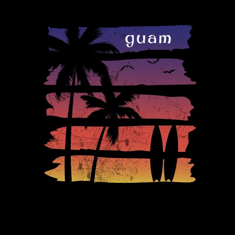 Cool Guam Surfing Fan Beach Palm Tree