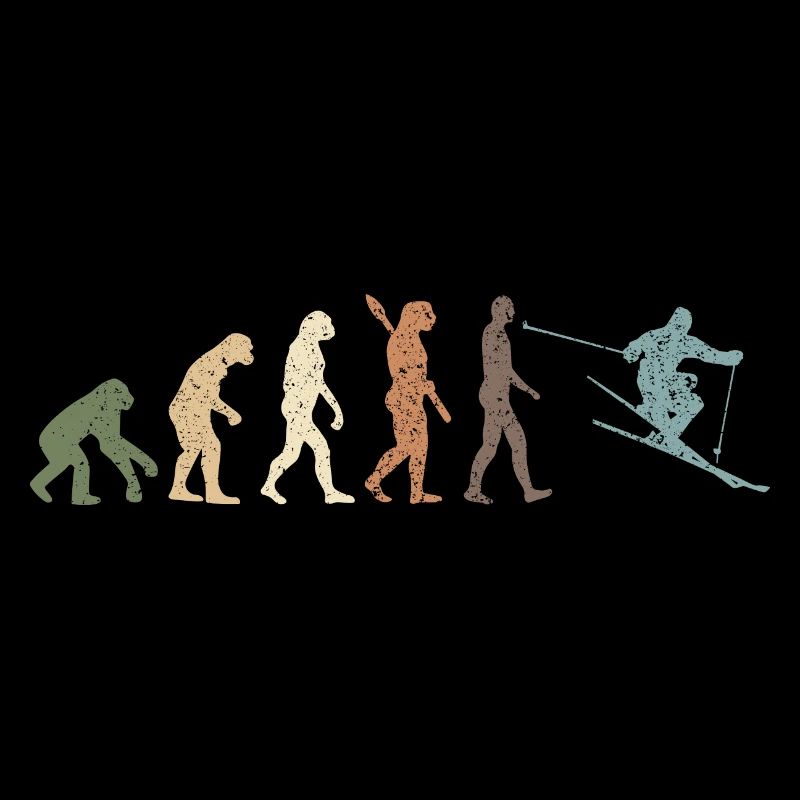 Funny Retro Evolution Of Man Skiing
