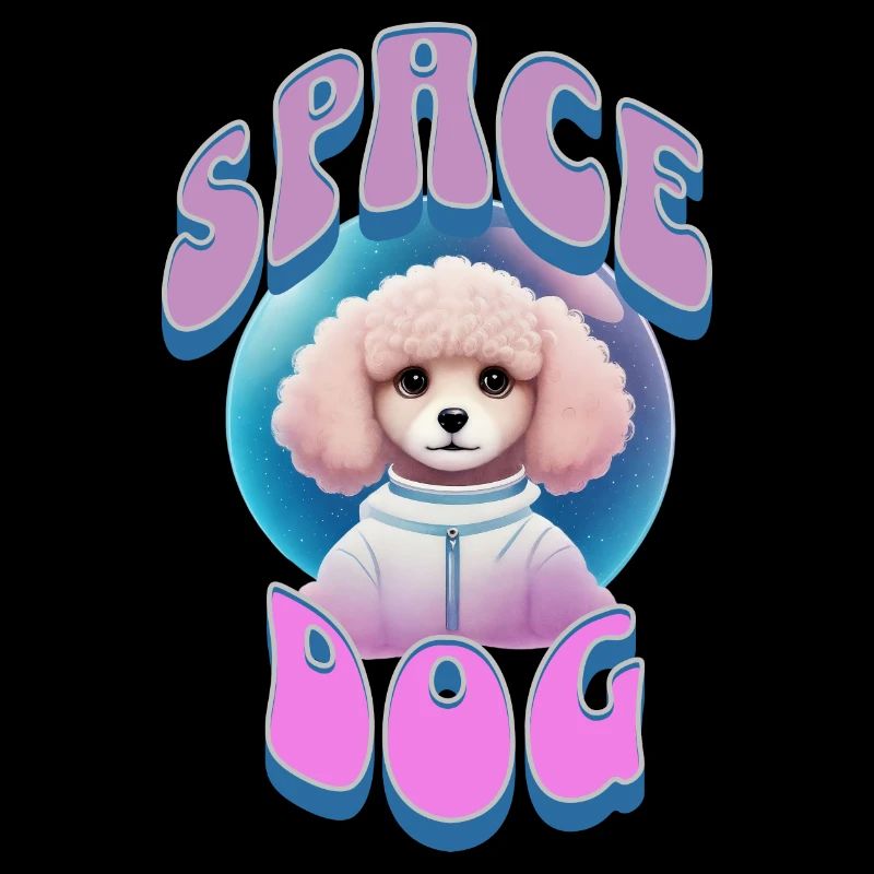 Space dog Poodle retro