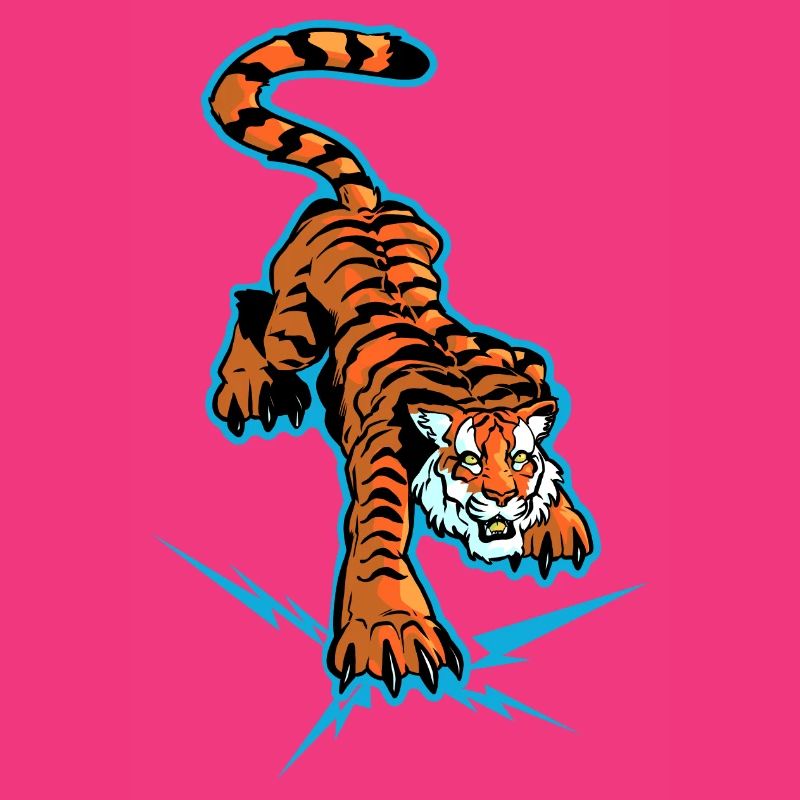 Tiger and lightning under the paws