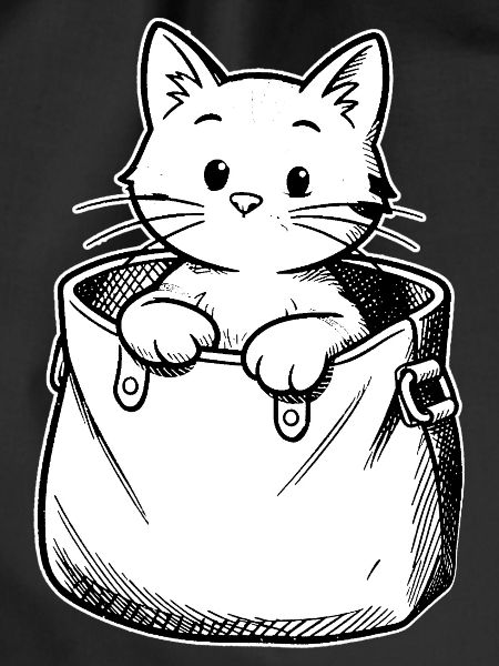 Kitten in a pouch illustration