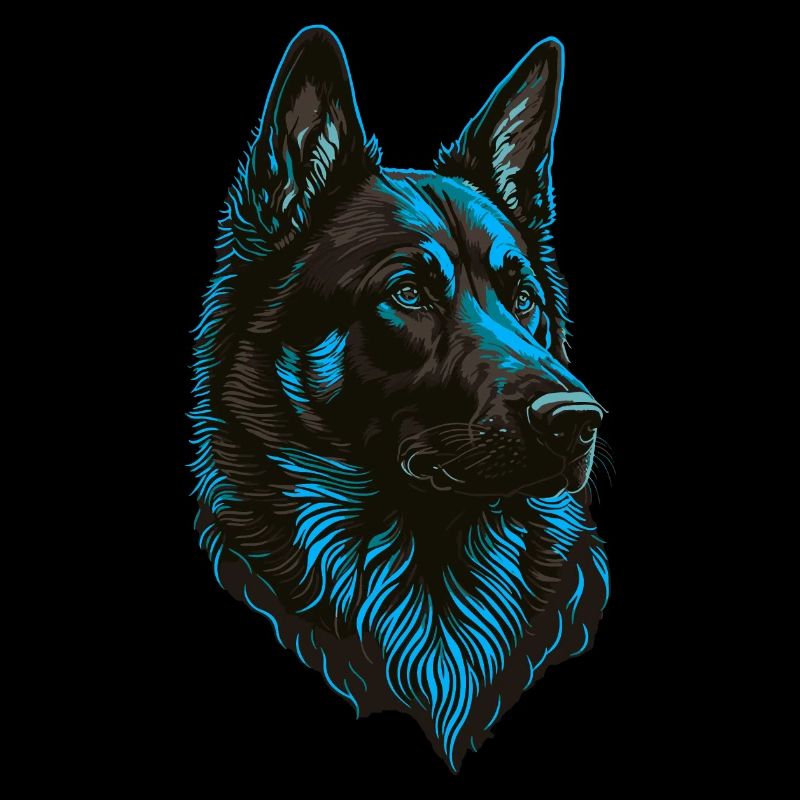 German Shepherd Head Blue